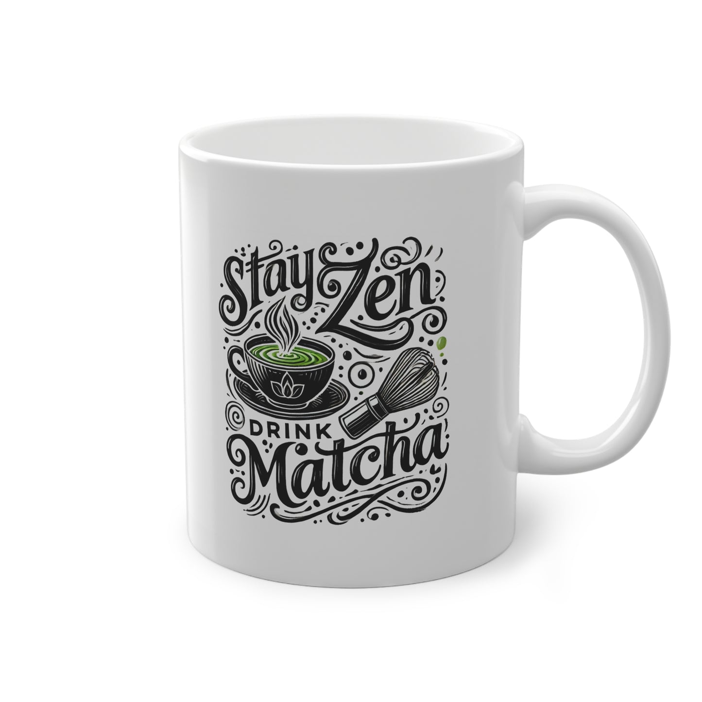 Stay Zen, Drink Matcha Mug Tranquil Ceramic Tea Cup | Mindful & Aesthetic Gift for Matcha Lovers WTHINGS - Stay Zen, Drink Matcha Mug Tranquil Ceramic Tea Cup | Mindful & Aesthetic Gift for Matcha Lovers