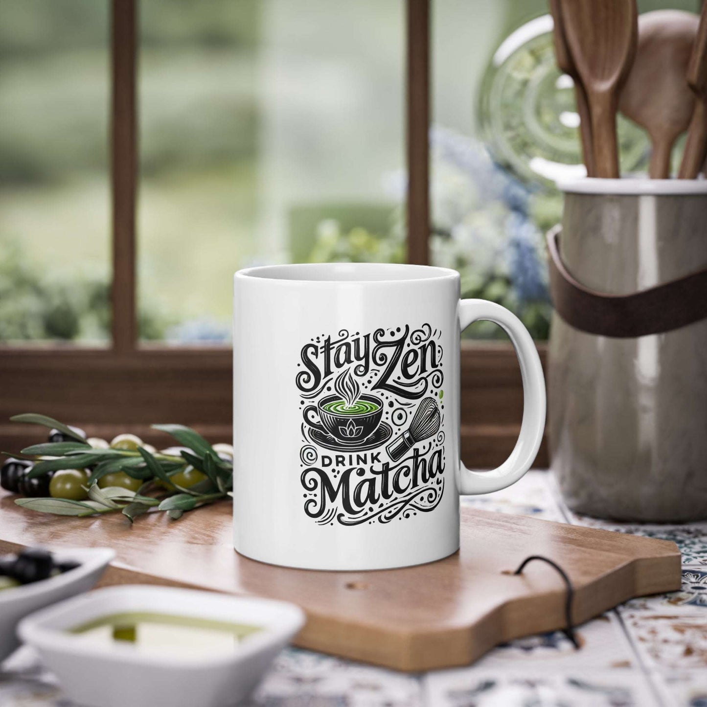 Stay Zen, Drink Matcha Mug Tranquil Ceramic Tea Cup | Mindful & Aesthetic Gift for Matcha Lovers WTHINGS - Stay Zen, Drink Matcha Mug Tranquil Ceramic Tea Cup | Mindful & Aesthetic Gift for Matcha Lovers