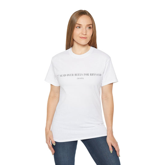 WTHINGS - T-Shirt mit Spruch "Read over heels for Rhysand (again)"